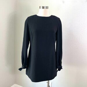 Dress the Population Womens Medium Black Draped Open Back Mini Dress Long Sleeve